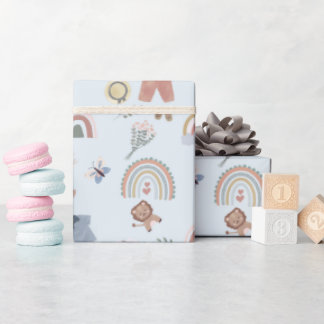 Cadeau baby shower d'aquarelle arc-en-ciel boho papier d'