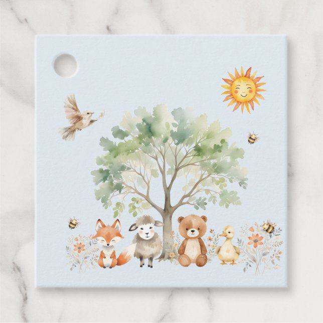 Cadeau Baby shower de la faune de Woodland étiquettes cad (Devant)