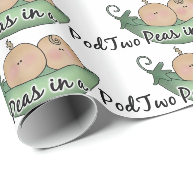 Cadeau baby shower Deux pois dans un papier d'emballage P (Coin rond)