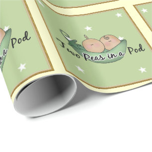 Cadeau baby shower Twins papier d'emballage