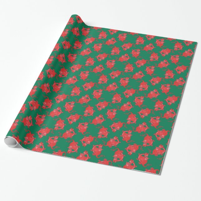 Cadeau Baguettes rouges mignonnes sur papier d'enveloppem (Déroulé)