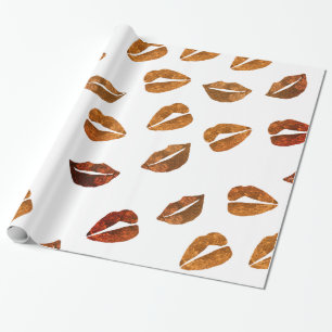 Cadeau Baisers Gold Lips Envelopper du papier