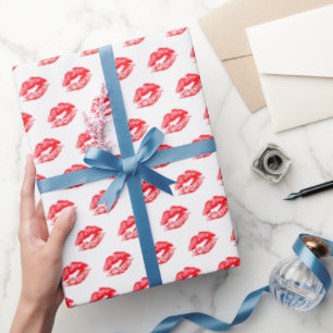 Cadeau Baisers rouge à lèvres sur papier blanc
