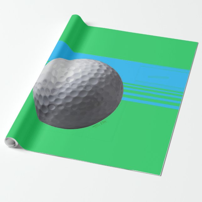 Cadeau Bal de golf papier d'emballage brillant grand (Déroulé)