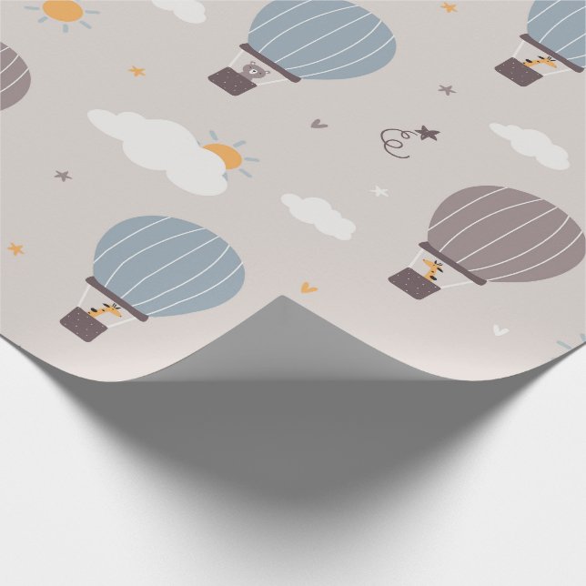 Cadeau Ballons À Air Chaud Avec Animaux Emballage Papier  (Coin)