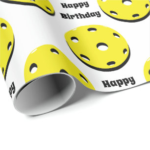 Cadeau Ballons de pickleball jaunes partout sur du papier