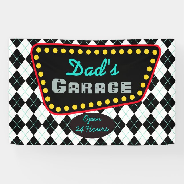 Cadeau bannière enseigne de garage de papa (Horizontal)