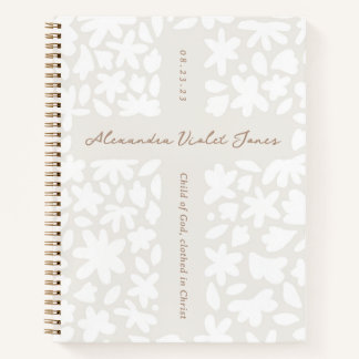 Cadeau Baptême personnalisé Carnet floral