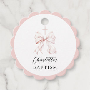 Cadeau Baptême rose Bow Favoriser les étiquettes