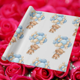 Cadeau Bear Balloon Boy Cute Wrapper Papier