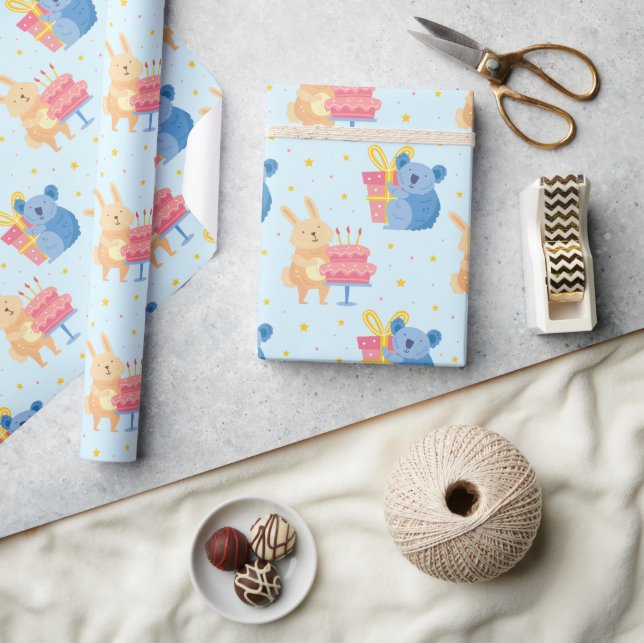 Cadeau Beau Anniversaire Animaux Enveloppement Papier (Artisanat)