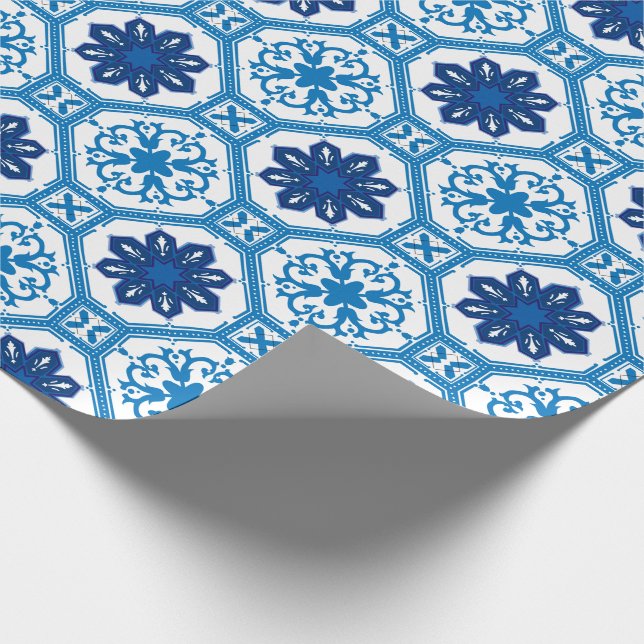 Cadeau 💙 Beau bleu Azulejos I Envelopper du papier (Coin)
