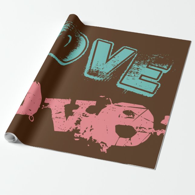 Cadeau Beau LOVE BROWN PINK VERT Wrapping papier (Déroulé)