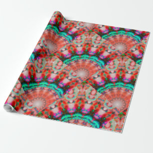 Cadeau Beau papier d'enveloppement de MANDALA ROUGE VERT
