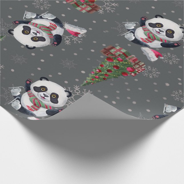 Cadeau Beau papier d'enveloppement de Noël Panda (Coin)