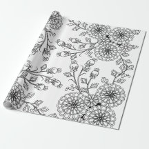 Beau papier floral blanc de coloration du noir |