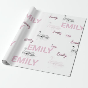 Cadeau Beau Swan Blush Personalikzed Wrapping Papier