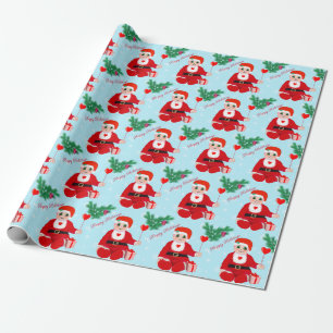 Cadeau Bébé de Noël, cœur et papier d'emballage pin