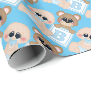 Cadeau Bébé garçon bloc papier d'emballage d'ours