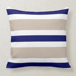 Cadeau beige de coussin de divan de rayure de bleu