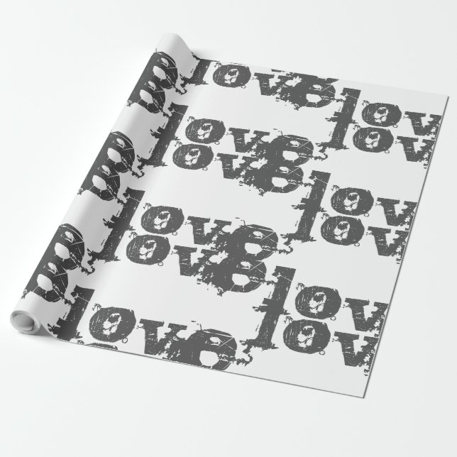 Cadeau Belle LOVE GREY BLACK Wrapper Papier (Déroulé)