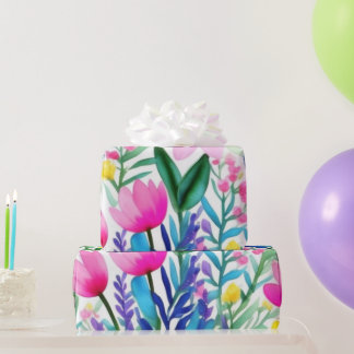 Cadeau Belles fleurs colorées et oiseaux Papier d'envelop