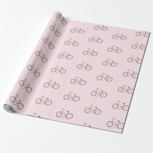 Cadeau Bicyclettes roses sucrées sur papier d'emballage b (Déroulé)