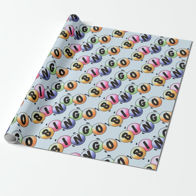 Cadeau Bingo Bébé papier à envelopper bleu (Déroulé)