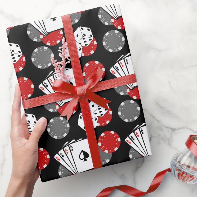 Cadeau Black Casino Poker Party Papier d'enveloppement (Casino Poker Wrapping Paper)