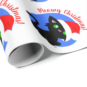 Cadeau Black Meowy Christmas Kitty Wrapper Papier