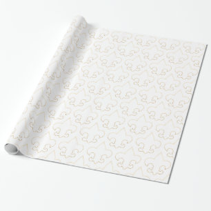 Cadeau Blanc élégant et papier d'emballage de Gold Fleu