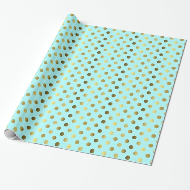 Cadeau Bleu d'Aqua et papier d'emballage de point de (Déroulé)