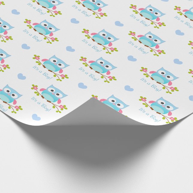 Cadeau Bleu de bébé de papier d'emballage de hibou c'est (Coin)