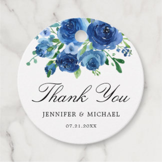 Cadeau Bleu Floral Mariage Merci Favoriser les étiquettes