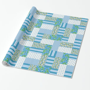 Cadeau Bleu Matin Glory Faux Patchwork Wrapwork Papier