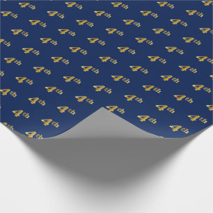 Cadeau Bleu, Or Faux 4ème (Quatrième) Evénement Papier d'