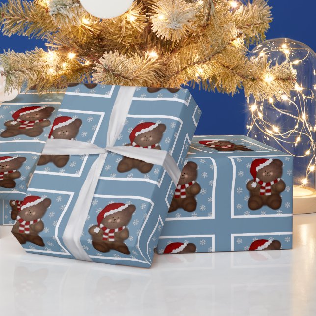Cadeau Bleu: Papier d'enveloppement d'ours de Noël (Vacances)