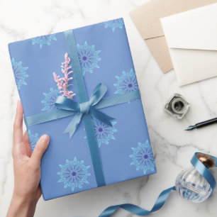 Cadeau Bleu Snowflake Solid Bleu Papier à envelopper
