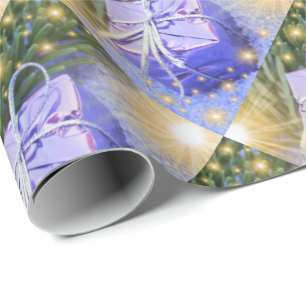 cadeau bleu, unique, papier d'enveloppement brilla