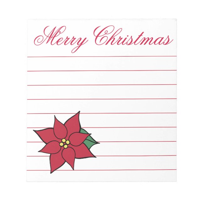 Cadeau bloc-notes de Noël poinsettia pour les cour (Devant)