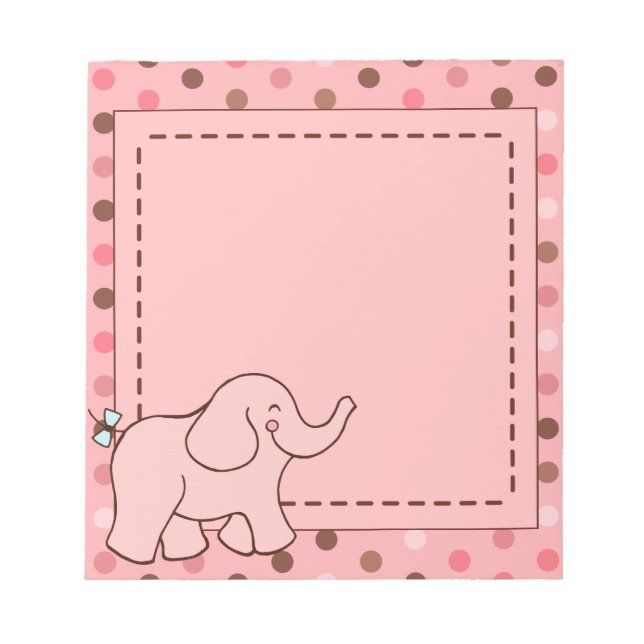 Cadeau bloc-notes éléphant bébé rose mignon (Devant)
