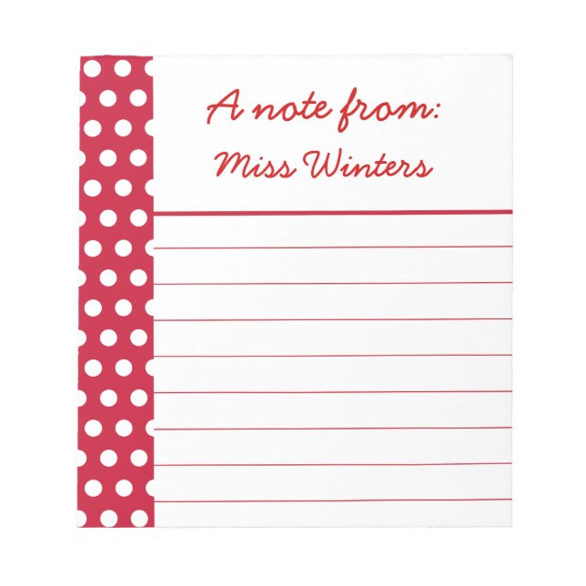 Cadeau Bloc-Notes Personnalisé Points Rouges de l' (Devant)