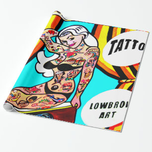 Cadeau blonde avec papier d'emballage d'art corporel