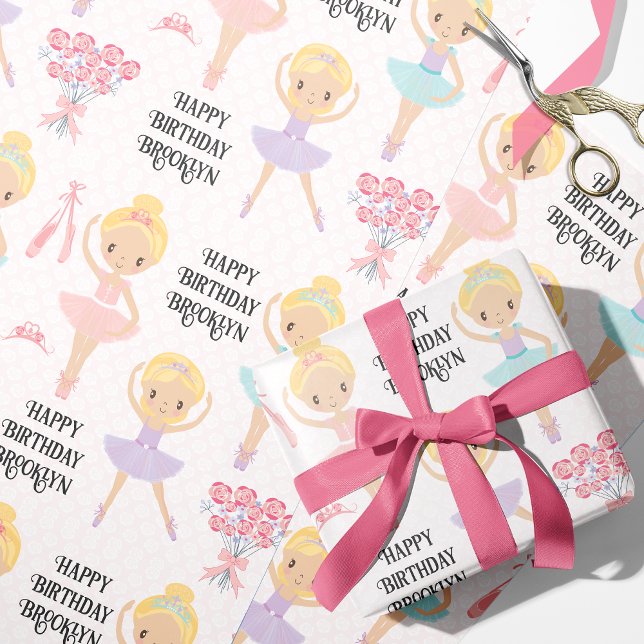 Cadeau Blonde Ballerina Papier d'enveloppement personnali (Créateur téléchargé)
