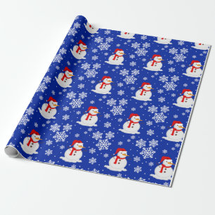Cadeau Blue noël Snowman Snowflakes Wrapper Papier