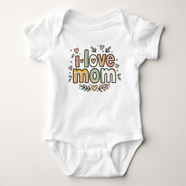 Cadeau Body Bébé Coton 'Maman Mignonne' (J'Aime Ma (Devant)