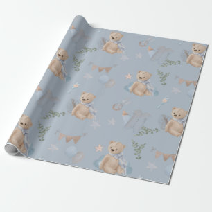 Cadeau Boho bébé ours en peluche Papier d'enveloppement