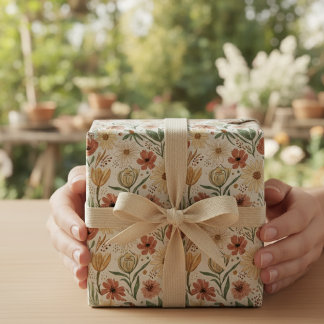 Cadeau Boho Watercolor Daisy Floral Wrapy Papier