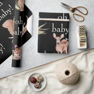 Cadeau Bois Animaux Black Oh Baby Wrapper Papier
