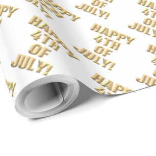 Cadeau Bon papier d'emballage blanc brillant 4 juillet